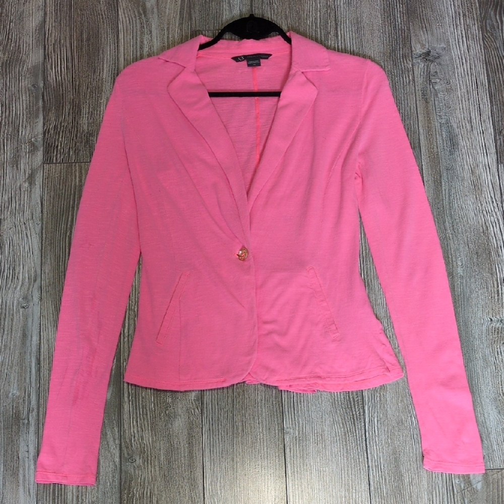 Armani Exchange Hot Pink Pleated Back Cotton Blazer S